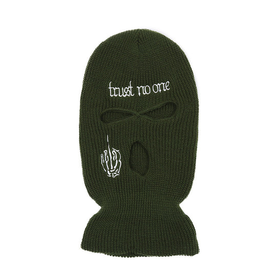 Hand embroidered three-hole knit hat