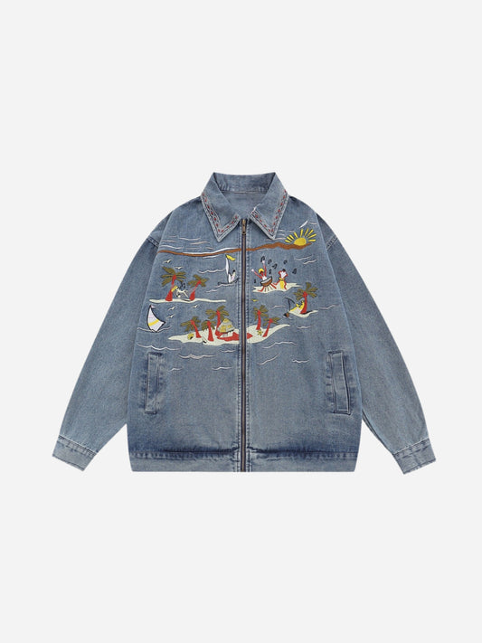 Vintage embroidered denim jacket