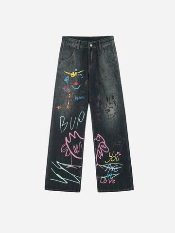 fnacha hip hop straight leg pants