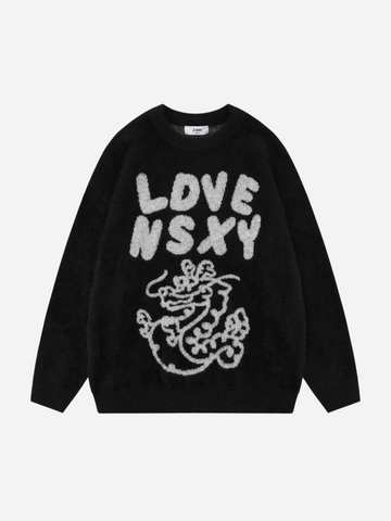 Fnacha Dragon Letter Jacquard Wool Sweater