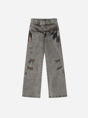 Fnacha contrast straight jeans