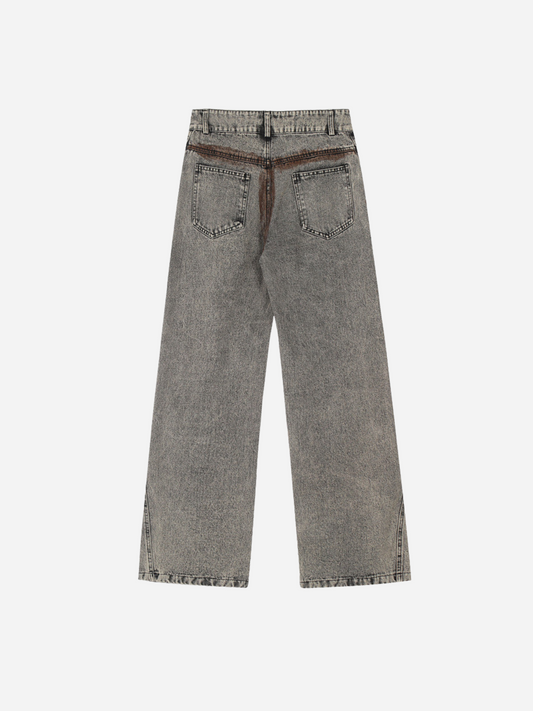 Fnacha contrast straight jeans